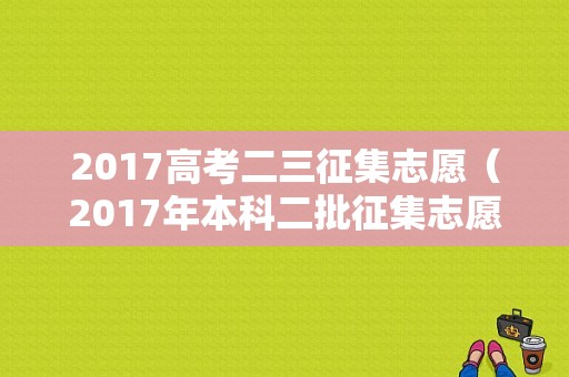 2017高考二三征集志愿（2017年本科二批征集志愿学校）