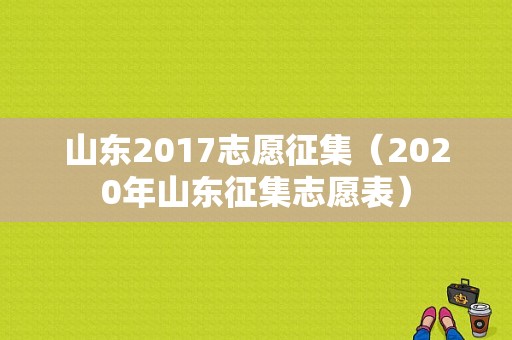 山东2017志愿征集（2020年山东征集志愿表）