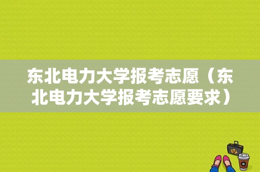 东北电力大学报考志愿（东北电力大学报考志愿要求）