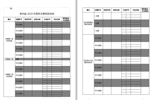 贵州高考志愿模拟填报表（贵州高考志愿模拟填报表怎么填）