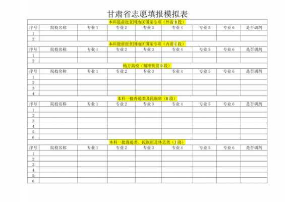 2018甘肃省志愿填报表（2020甘肃省志愿填报书）