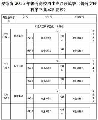 第三批填报志愿格式（第三批填报志愿格式怎么填）