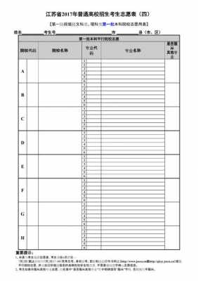 2017江苏高考志愿表格（2021年江苏高考志愿表样式）