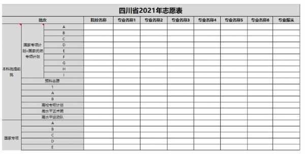 高考四川填报志愿表样表（四川高考志愿填报样板）