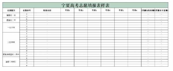 宁夏高考填报志愿表样表（宁夏高考填报志愿表样本）