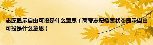 高考志愿自由可投状态（高考志愿自由可投状态会持续多久）