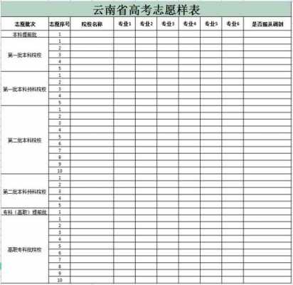 2017云南志愿填报表（云南省高考志愿样表pdf）