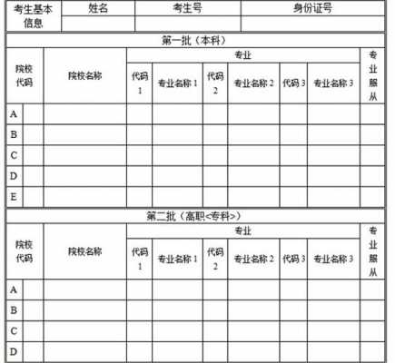 甘肃高考报志愿样表（甘肃高考填报志愿表格图片）