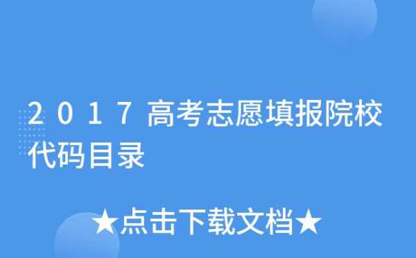 2017高校填报志愿代码（大学高考志愿代码）