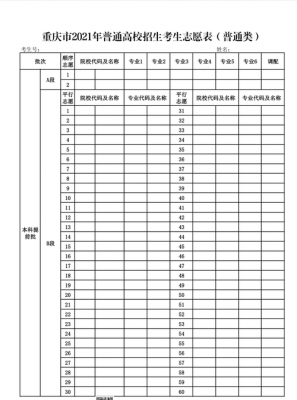 2019重庆报志愿（2021重庆志愿填报表）