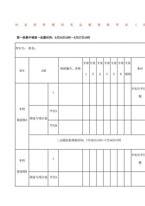 河北2017高考志愿表格（河北省2021高考志愿填报表模板）