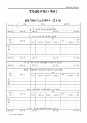 高考院校填报志愿表格（高考报考志愿填报表）