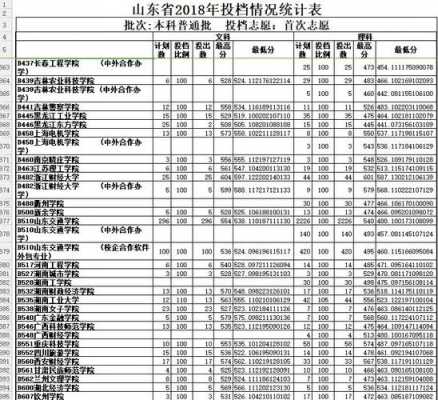 2018山东高考报志愿表（2018年山东省高考投档情况统计表）