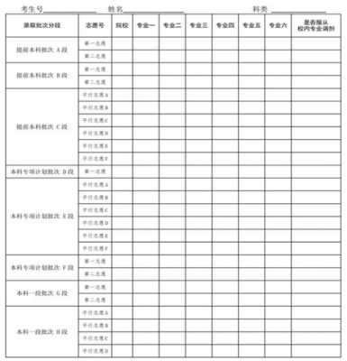 青海志愿表样式（青海志愿填报表格）