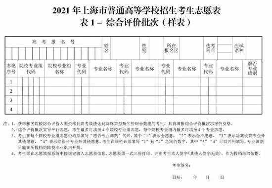 上海高考志愿表样本（上海高考志愿表样本图片）