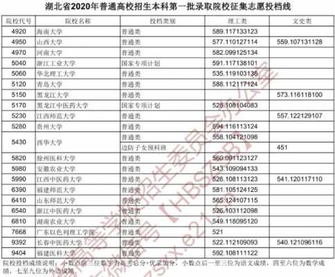 湖北一批志愿投档线（2020湖北本科一批征集志愿投档线）