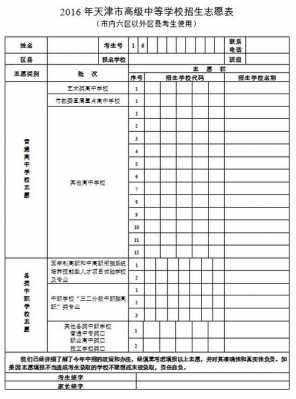 天津报志愿手册（天津志愿填报表格）