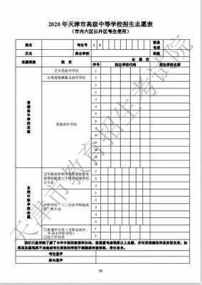 天津报志愿手册（天津志愿填报表格）