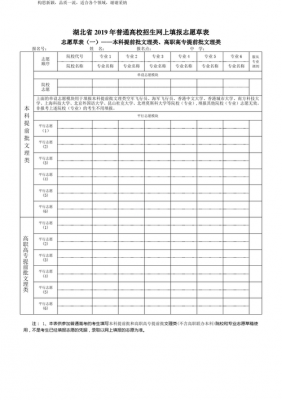 志愿填报表格2019（志愿填报表格范本图片）