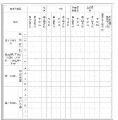 陕西省二本志愿填报样表（2021陕西二本志愿填报表格）