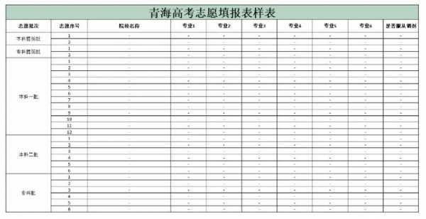青海2020志愿填报草表（青海志愿填报表格）