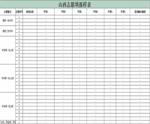 山西省报志愿表格（志愿填报表格模拟图2021山西）